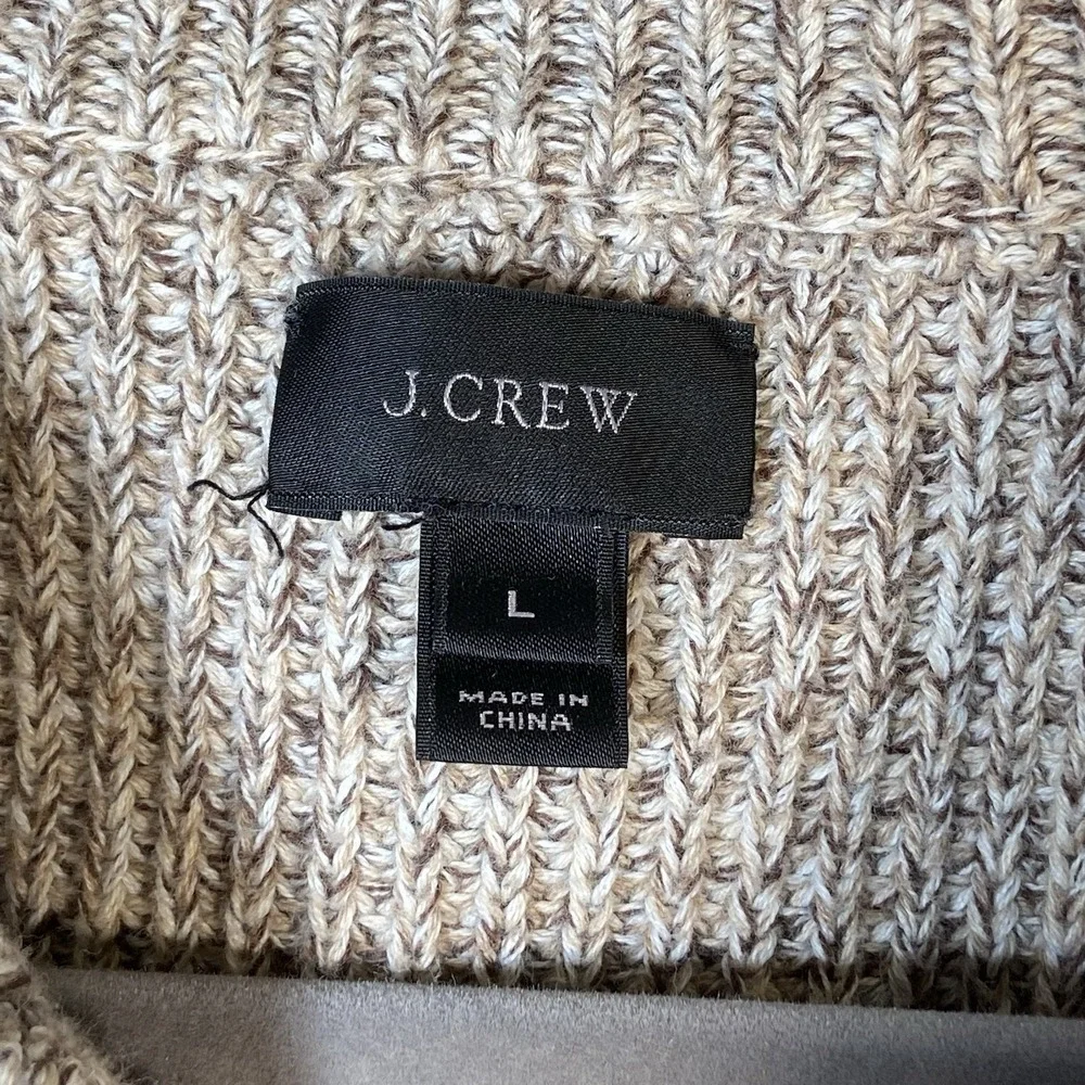 J.Crew Cotton Cardigan Mens L Oatmeal Marled Knit Button Front‎